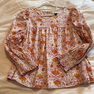Universal Thread Purple and Orange Floral Blouse - XL